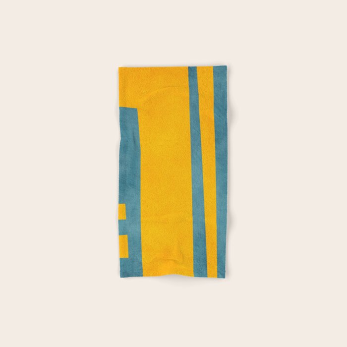 Yellow Teal Abstract Minimalist Artwork Bath Towel Gallery Image 1