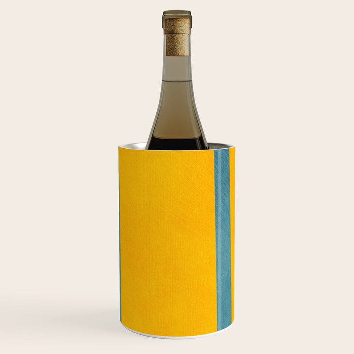 Yellow Teal Abstract Minimalist Artwork Wine Chiller Gallery Image 1