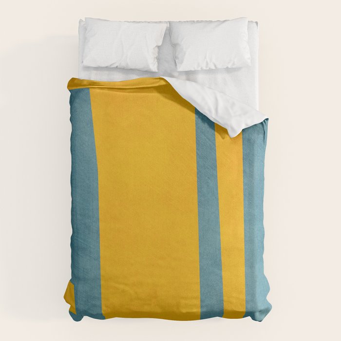 Yellow Teal Abstract Minimalist Artwork Duvet Cover Gallery Image 1