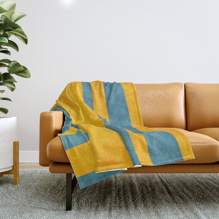 Yellow Teal Abstract Minimalist Artwork Throw Blanket Gallery Image 1