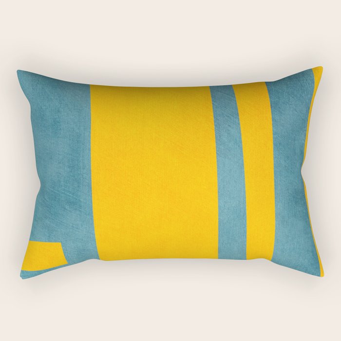 Yellow Teal Abstract Minimalist Artwork Rectangular Pillow Gallery Image 1