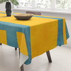 Yellow Teal Abstract Minimalist Artwork Tablecloth Gallery Image 3