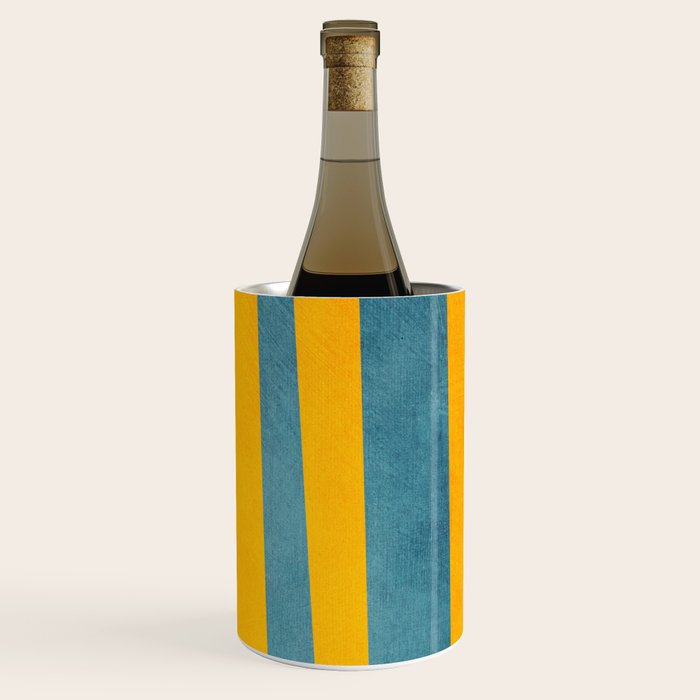 Yellow Teal Abstract Minimalist Artwork Wine Chiller Gallery Image 3