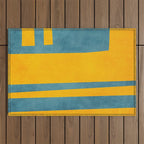 Yellow Teal Abstract Minimalist Artwork Outdoor Rug Gallery Image 1