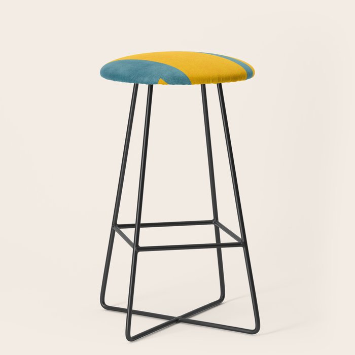 Yellow Teal Abstract Minimalist Artwork Stool Gallery Image 1