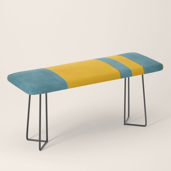 Yellow Teal Abstract Minimalist Artwork Bench Gallery Image 1