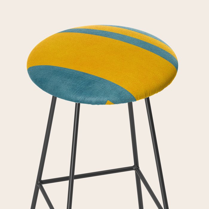 Yellow Teal Abstract Minimalist Artwork Stool Gallery Image 2