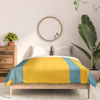 Yellow Teal Abstract Minimalist Artwork Comforter Gallery Image 3