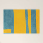Yellow Teal Abstract Minimalist Artwork Welcome Mat Gallery Image 1