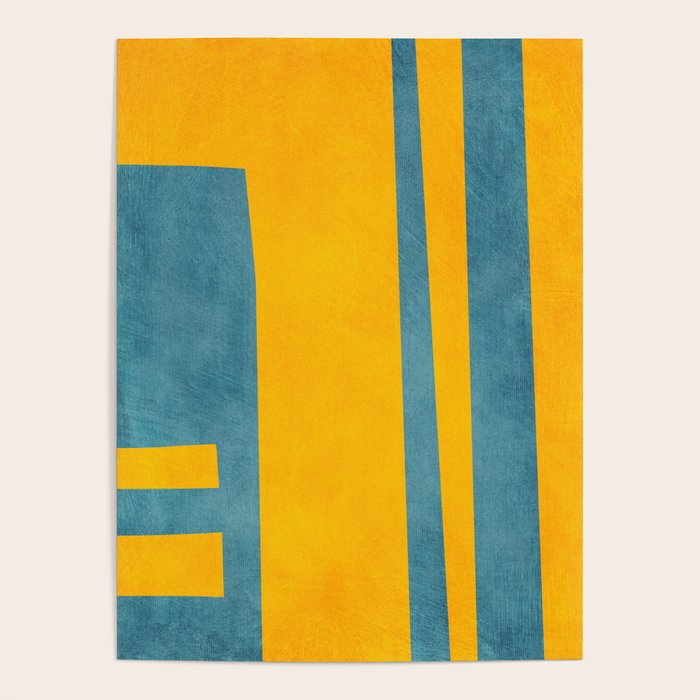Yellow Teal Abstract Minimalist Artwork Poster Gallery Image 4