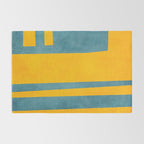 Yellow Teal Abstract Minimalist Artwork Rug Gallery Image 2