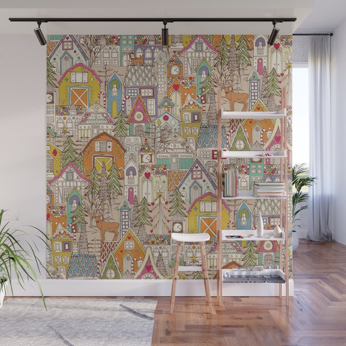 vintage gingerbread town Wall Mural Gallery Image 1