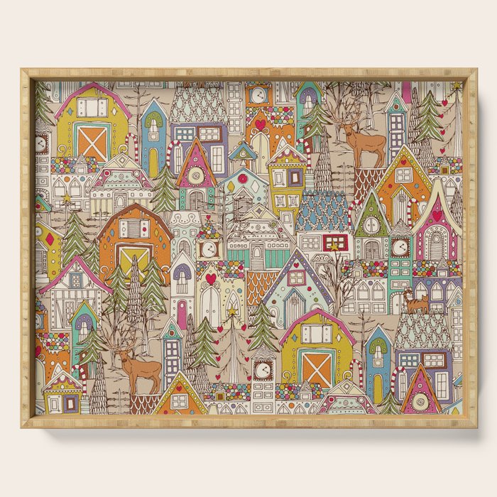 vintage gingerbread town Serving Tray Gallery Image 1