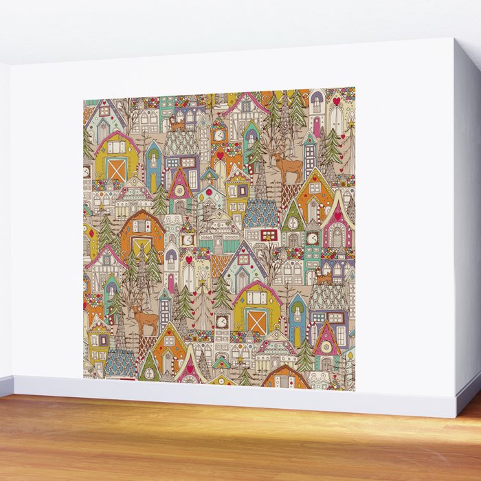 vintage gingerbread town Wall Mural Gallery Image 2