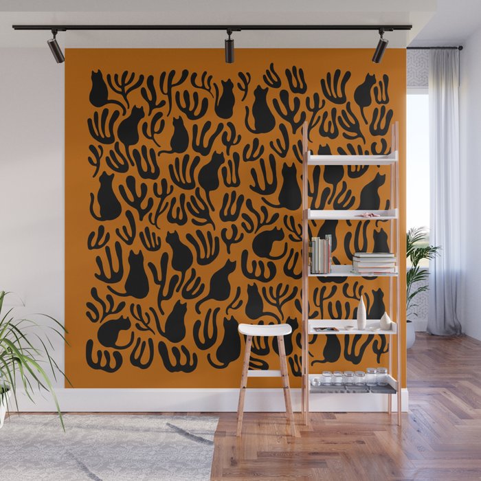 Pattern Cat 02a Autumn Wall Mural Gallery Image 1