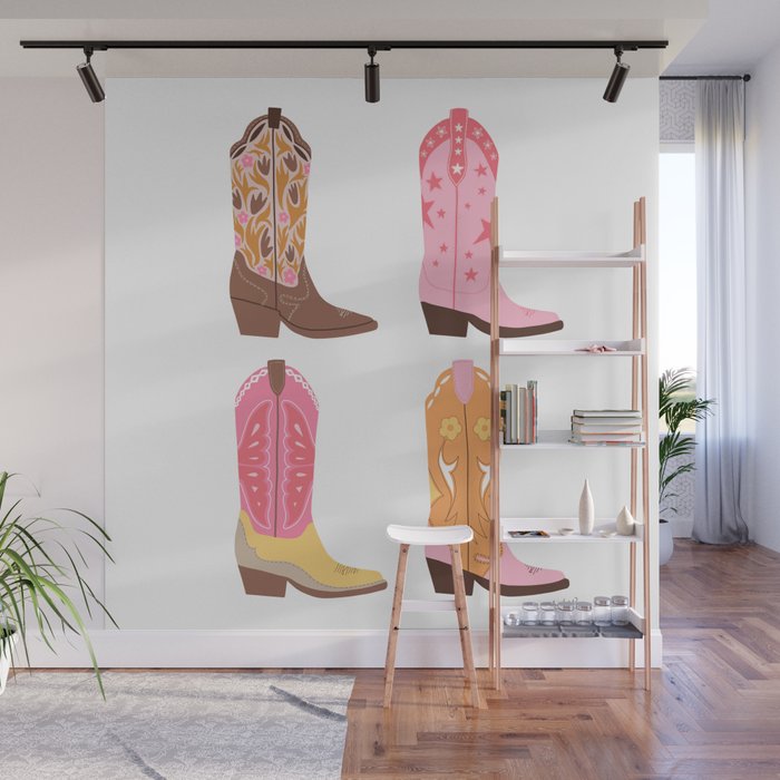 Cowboy Boots (Warm Palette) Illustration  Wall Mural Gallery Image 1