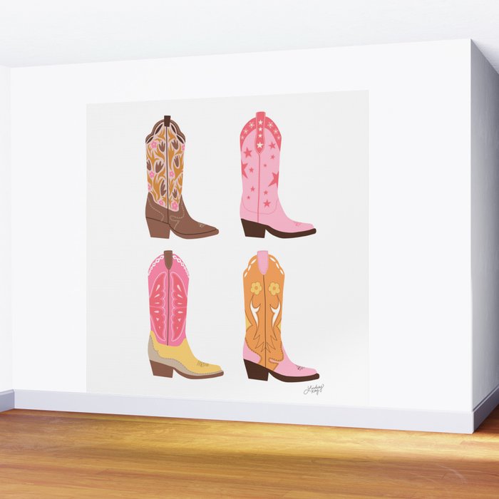 Cowboy Boots (Warm Palette) Illustration  Wall Mural Gallery Image 2