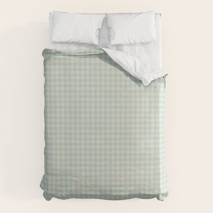 Retro Green Blue Gingham Duvet Cover Gallery Image 6