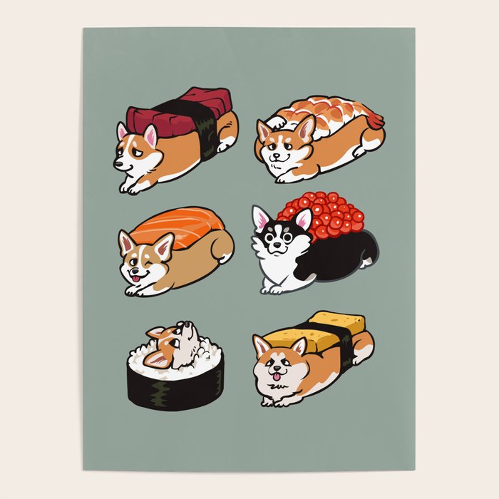 Sushi  Corgi Poster Gallery Image 4
