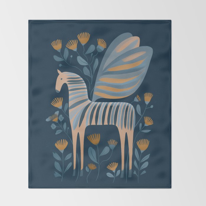 Night Bloom Horse Throw Blanket Gallery Image 2