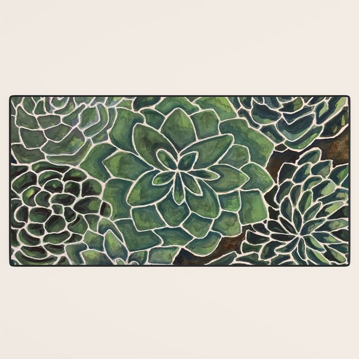 Watercolor Succulents Desk Mat Gallery Image 3