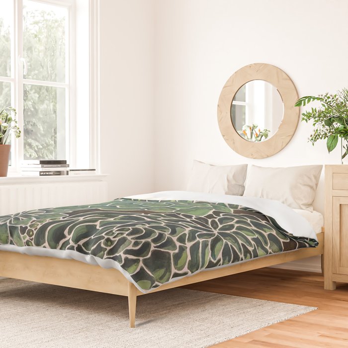 Watercolor Succulents Duvet Cover Gallery Image 2