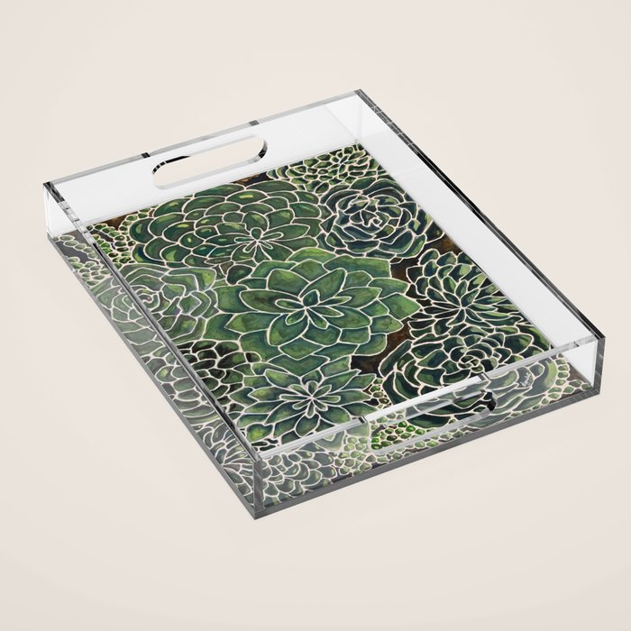 Watercolor Succulents Acrylic Tray Gallery Image 1