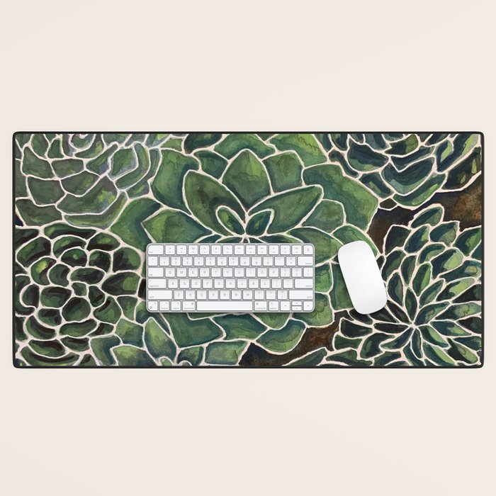 Watercolor Succulents Desk Mat Gallery Image 1