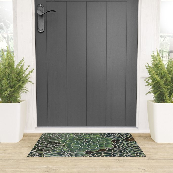 Watercolor Succulents Welcome Mat Gallery Image 3