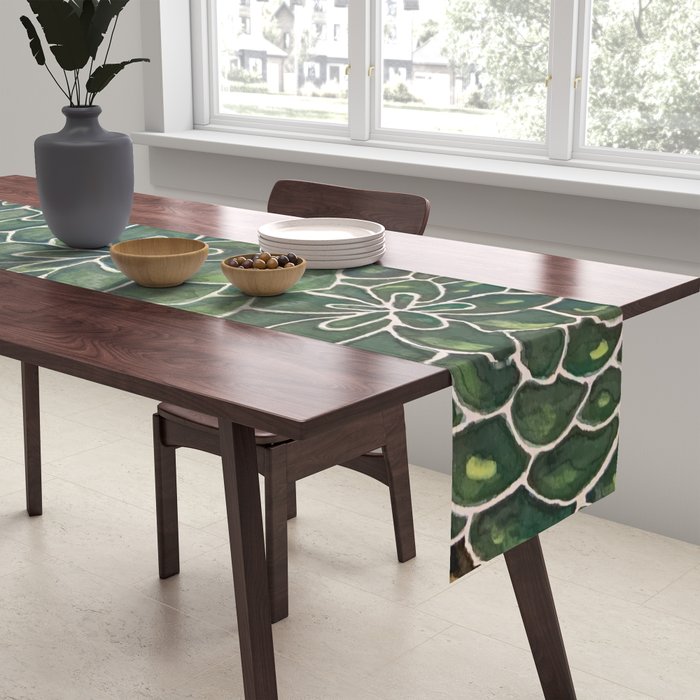 Watercolor Succulents Table Runner Gallery Image 2