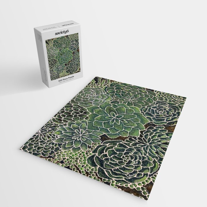 Watercolor Succulents Jigsaw Puzzle Gallery Image 2