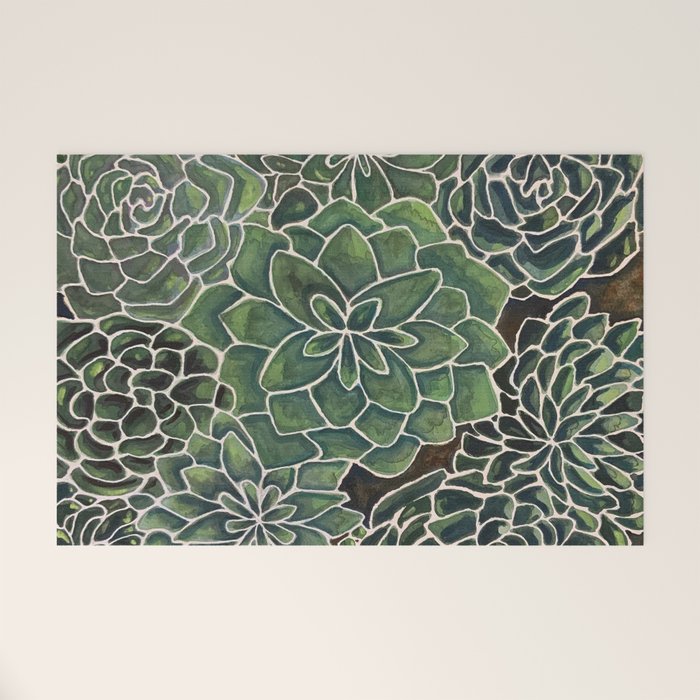 Watercolor Succulents Welcome Mat Gallery Image 1