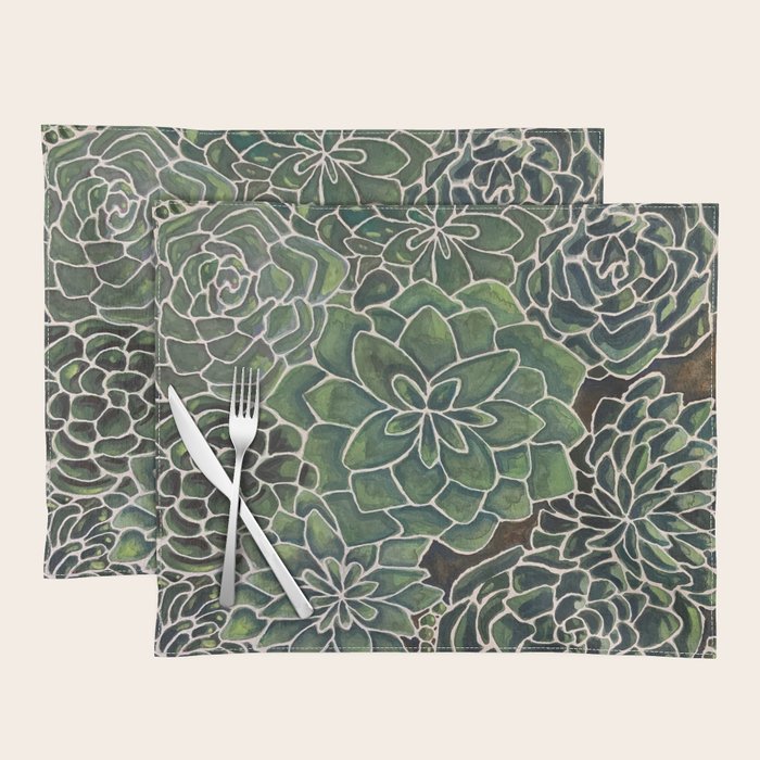 Watercolor Succulents Placemat Gallery Image 1