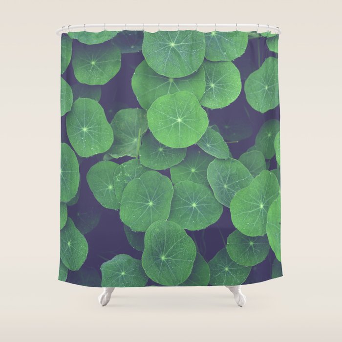 Nasturtium Leaves - botanical leaf plant photograph Shower Curtain Gallery Image 1