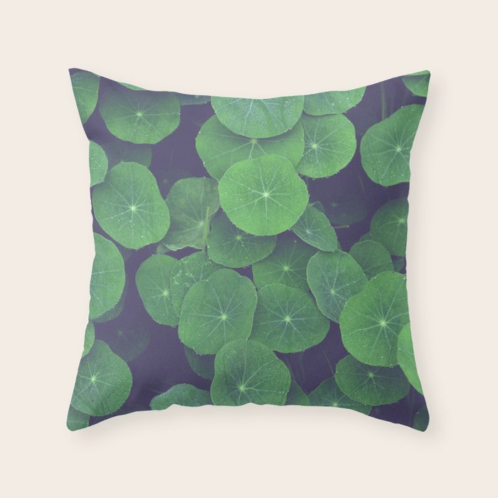 Nasturtium Leaves - botanical leaf plant photograph Throw Pillow Gallery Image 6