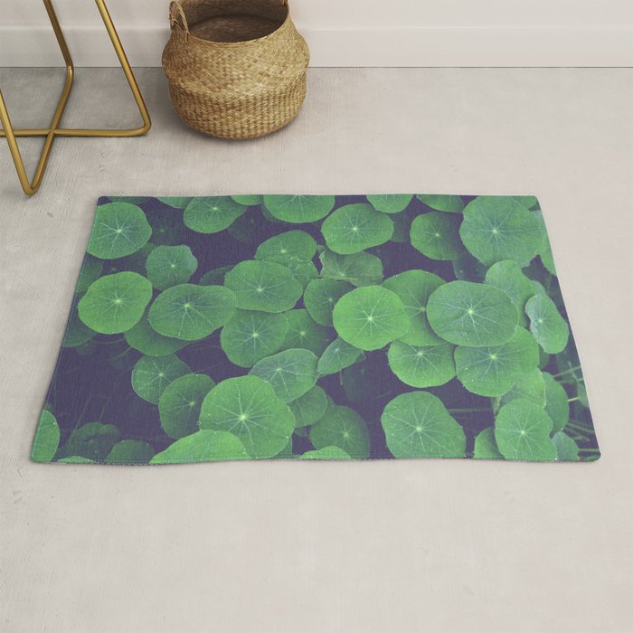 Nasturtium Leaves - botanical leaf plant photograph Rug Gallery Image 1