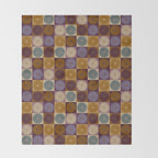 Retro Flowers Check Pattern X Throw Blanket Gallery Image 2