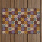 Retro Flowers Check Pattern X Outdoor Rug Gallery Image 1