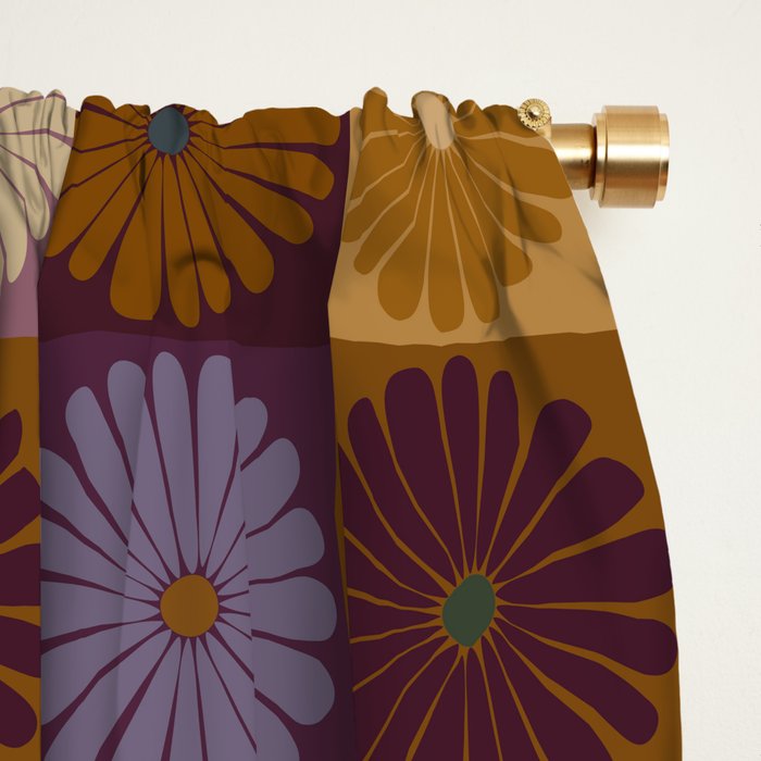 Retro Flowers Check Pattern X Window Curtain Gallery Image 2