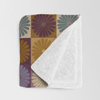 Retro Flowers Check Pattern X Throw Blanket Gallery Image 3