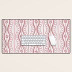 Wavy lines and tiny blooms - dusty rose old pink tones pattern Desk Mat Gallery Image 1