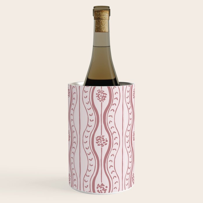 Wavy lines and tiny blooms - dusty rose old pink tones pattern Wine Chiller Gallery Image 1
