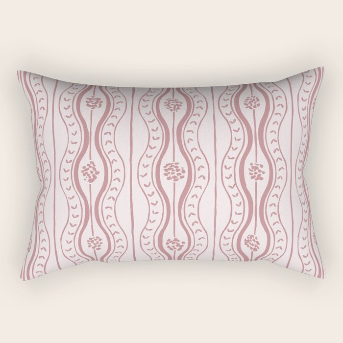 Wavy lines and tiny blooms - dusty rose old pink tones pattern Rectangular Pillow Gallery Image 2
