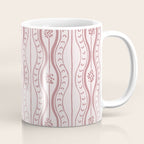 Wavy lines and tiny blooms - dusty rose old pink tones pattern Coffee Mug Gallery Image 1