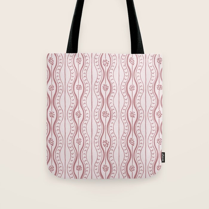 Wavy lines and tiny blooms - dusty rose old pink tones pattern Tote Bag Gallery Image 1