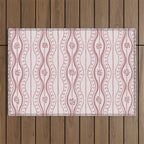 Wavy lines and tiny blooms - dusty rose old pink tones pattern Outdoor Rug Gallery Image 1