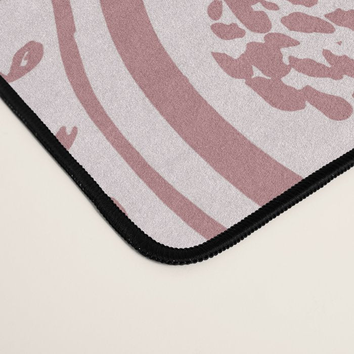 Wavy lines and tiny blooms - dusty rose old pink tones pattern Desk Mat Gallery Image 4