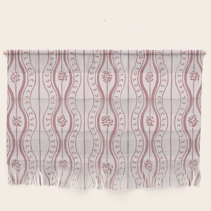 Wavy lines and tiny blooms - dusty rose old pink tones pattern Wall Hanging Gallery Image 1