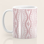 Wavy lines and tiny blooms - dusty rose old pink tones pattern Coffee Mug Gallery Image 3