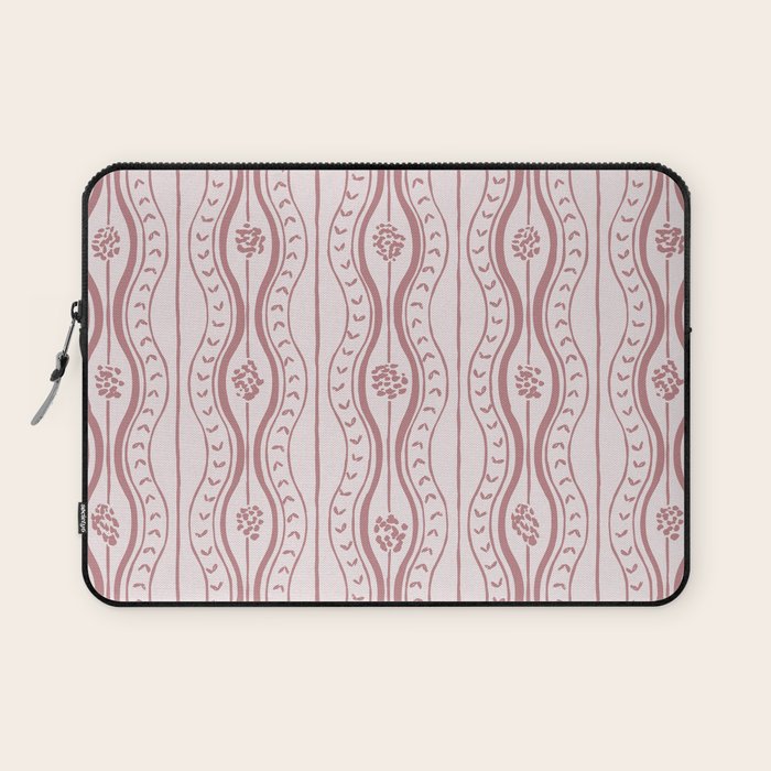Wavy lines and tiny blooms - dusty rose old pink tones pattern Laptop Sleeve Gallery Image 1